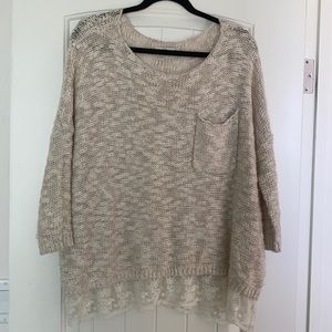 Abercrombie Cream Sweater with Lace